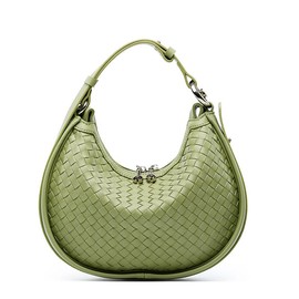 Woven Crossbody Bag Leather Crescent Bag Woven Tote Bag Hobo Bag Woven Handbag Woven Shoulder Bag Satchel Bag (Green)