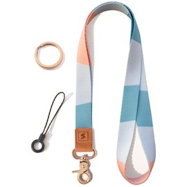 Senlly Neck Lanyard Strip with Genuine Leather for Keys, ID Badge Card Holder, ID Card Holder, Mobile Phones