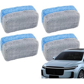 Genrico Esponja De Microfibra para Auto 4 Piezas Herramientas De Limpieza Automotriz Sin Rayaduras Esponja Aplicadora para Detallado Coches,para Sellador, Acondicionador, Lavado Y Pulido De