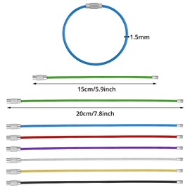 14 Pcs Stainless Steel Wire Keychain 15&20 Cm Cable Wire Key Ring Cable Key Ring Flexible Key Ring Metal Luggage Tag Loops Loop Keychain Locking Key Ring Secure Key Ring for Luggage Tag Keeper Travel