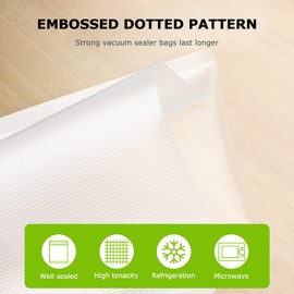 Bonsenkitchen Vacuum Food Sealer Bags 100 Quart 8" x 12', BPA Free, Commercial Grade Textured Food Vacuum Sealer Bag, Thick Embossed Bags for Food Storage and Sous Vide Cooking