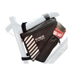 Bike Frame Bag With Bottle Holder- Waterproof Cycling Wallet- Multifunctional Bicycle Triangle Pouch for Road & Mountain Bikes - Bike Drinks Holder Pouch Cycling Accessories Bike Gadgets (Black)