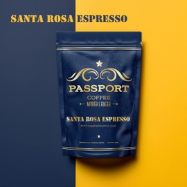 Passport Coffee Santa Rosa Espresso – Light roast espresso blend from Ethiopia & Brazil. Flavor notes of delicate floral & sweet cocoa-caramel. Premium whole bean coffee, 12oz Bag