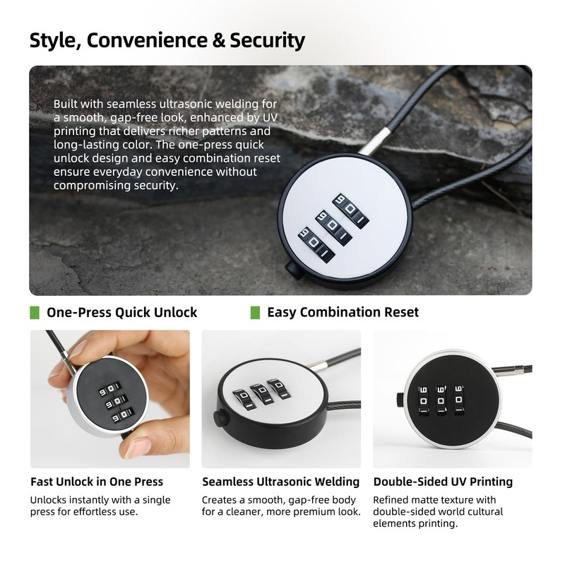 UP Security Small Combination Lock for Luggage, Gym Locker, Backpack