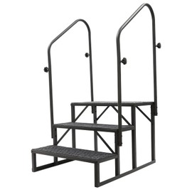 RV Steps with Handrail, 3-Step Stairs Steps, Upgrade RV Stair W/Non-Slip Mat, 450Lbs Mobile Home Stairs for RV, Travel Trailer, Camper Outdoor