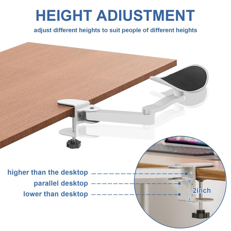 Jevuoyee Adjustable Arm Rest for Desk, 360° Rotating Ergonomic Elbow