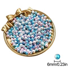 WELANE Pearl Beads, 1000 PCS Gradient Blue Round Loose Pearls Beads for Jewelry, Crafts Making (6mm/0.23in)
