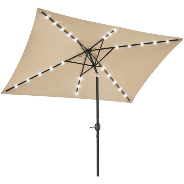 Yaheetech 6.5x10FT Rectangular Patio Umbrella Solar Powered Outdoor Table Market