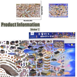 2 Sets DIY Large 3D Vintage House Sticker Scenes with Tweezers Make Your Own Chinese Festival Architectural Scene Stickers Cute Micro Room Stickers for Relief Stress Pass The Time