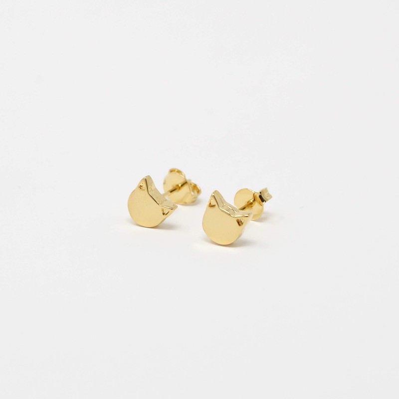 Aretes de Gato Gatito en Chapa de Oro de 22K
