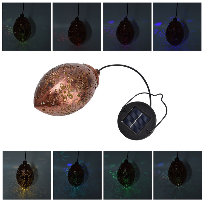 Iron Hollow Water Drop Lamp Solar LED Lantern Garland Garden
