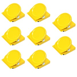 8Pcs Magnetic Metal Clips, Multifunctional Fridge Magnets Clips for Note Pictures Whiteboard Office Classroom - Yellow