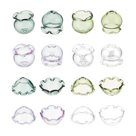 UNICRAFTALE About 16Pcs 8 Styles Glass Bead Cone Half Round Bead Caps Flower Loose Bead Caps Transparent Bell Flower Beads Wind Chimes Jellyfish Earrings Making Spacer Bead Toppers for Jewelry Making
