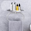 DIYZON Towel Ring with Shelf Steel Self, Stainless Steel Bath