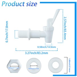 Hgzaccompany Replacement Cooler Faucet Water Bottle Jug,Water Dispenser Tap Set,BPA-Free Plastic Spigot Spout Water Beverage Lever Pour Dispenser Valve,Water Crock Tap (2 White)