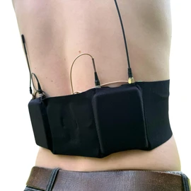 URSA Waist Strap - Ultra Slim, Breathable & Stretchy Microphone Transmitter Straps. Compatible with Most Transmitter/Receivers - Double Pouch (Black, Medium Waist)