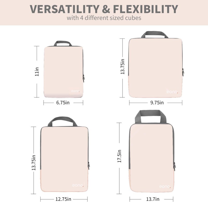 Eono Compression Packing Cubes, Luggage Organiser Set, Extensible Suitcase Organiser,