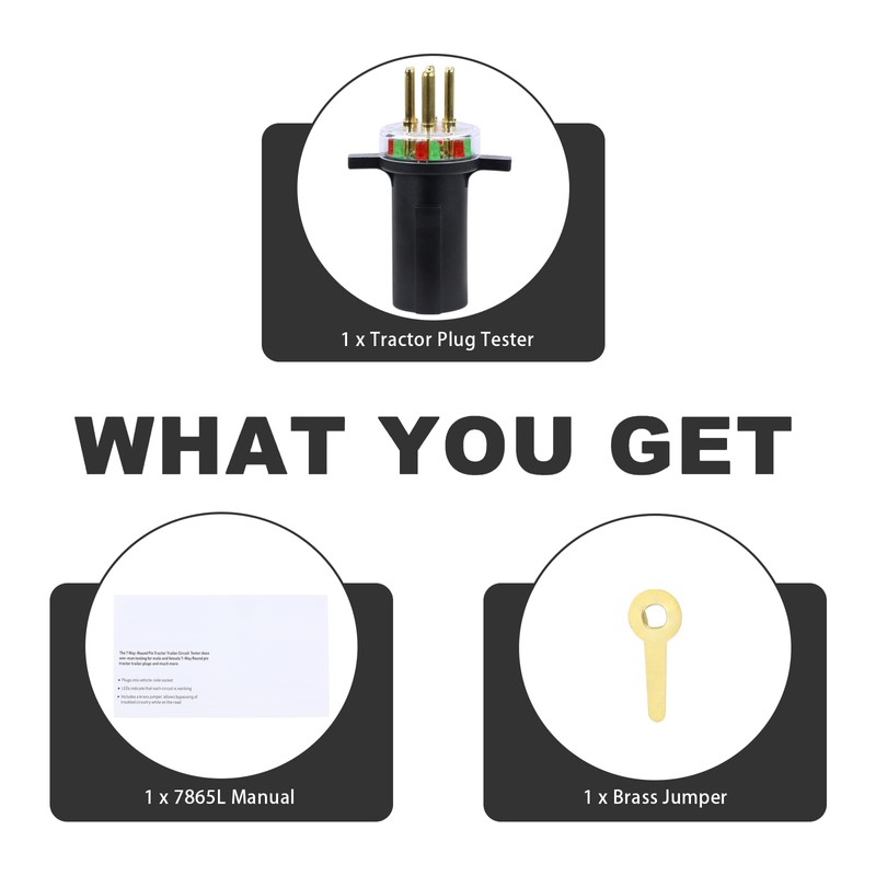 TOVOP auto #7865L 7-Way Round Pin Tractor Plug Tester Trailer