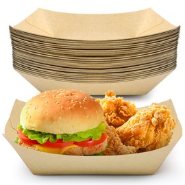 Oarolloy 3Lb Paper Food Trays 100 Pack Disposable Nacho Trays Food Boats Take Out Serving Basket Holders for Party Snacks Hot Dogs Tacos Fries