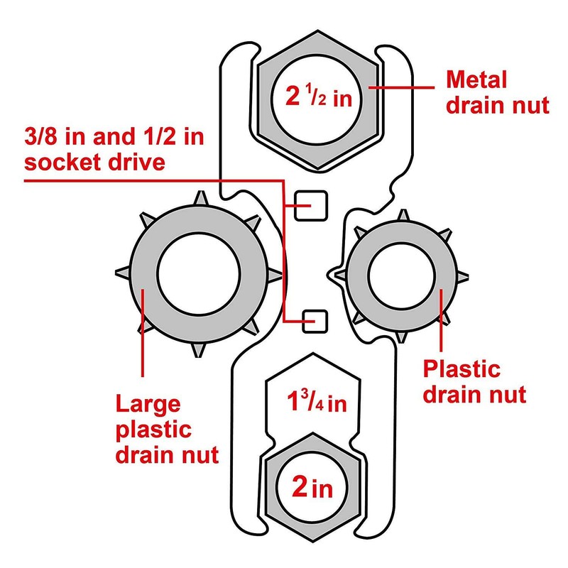 HAUTMEC 3 Way Plumber's Sink Strainer Wrench/Spud Wrench, Fits 1-3/4