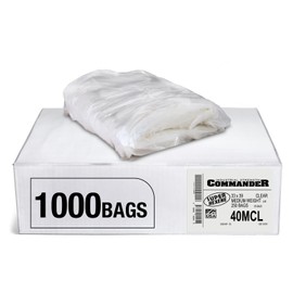 Commander 33 Gallon 0.45 MIL Clear Heavy Duty Garbage Bags - 33" x 39" - Pack of 1000 - For Contractor, Janitorial, Industrial, & Commercial
