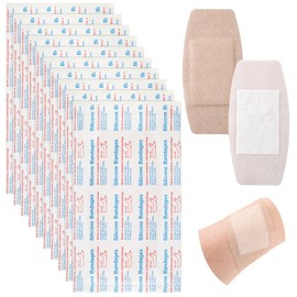 Funtery 30 Pcs Large Sensitive Skin Bandages Silicone Adhesive Bandages Bulk Baby Child Elderly Painless Removal Silicone Bandages for Sensitive Fragile Skin Delicate Sensitive Skin Wounds 3.9 x 2 in
