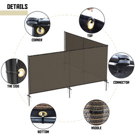 TANG 5'x5' Outdoor Privacy Fence Outdoor Divider Dog Fence with Iron Poles Ground Spikes Air Condition Trash Bin Can Fence for Garden Backyard Patio Yard, Brown