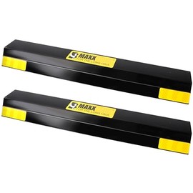 MaxxHaul 51034 16 in. Heavy Duty Car Parking Stoppers 2 Pack Easy Install 16" x 1.8" x 3.8" for Garage and Outdoor Car SUV Truck Eco Friendly Material Reflective Strips