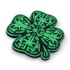 PVC Patch 3.5''x3.5'' Lucky Clover Leaf - GLOW-IN-THE-DARK, green, black