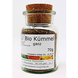 Organic Cumin, Whole 70 g, Glass Spice Kontor Munich