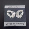 Esther Fuhrman Chunky Silver Tone Abstract Clip On Earrings Ester