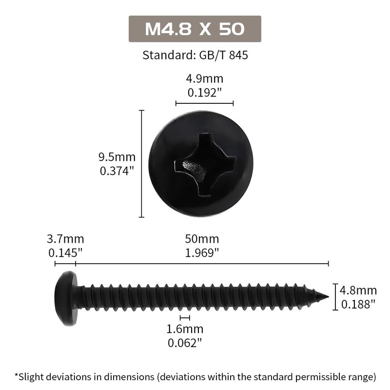 #10 x 2 Pan Head Wood Screws (50 pcs), 18-8