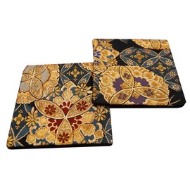 Japanese Style Brocade Woven Kimono Coasters, Set of 2 (Genei, Henroku)