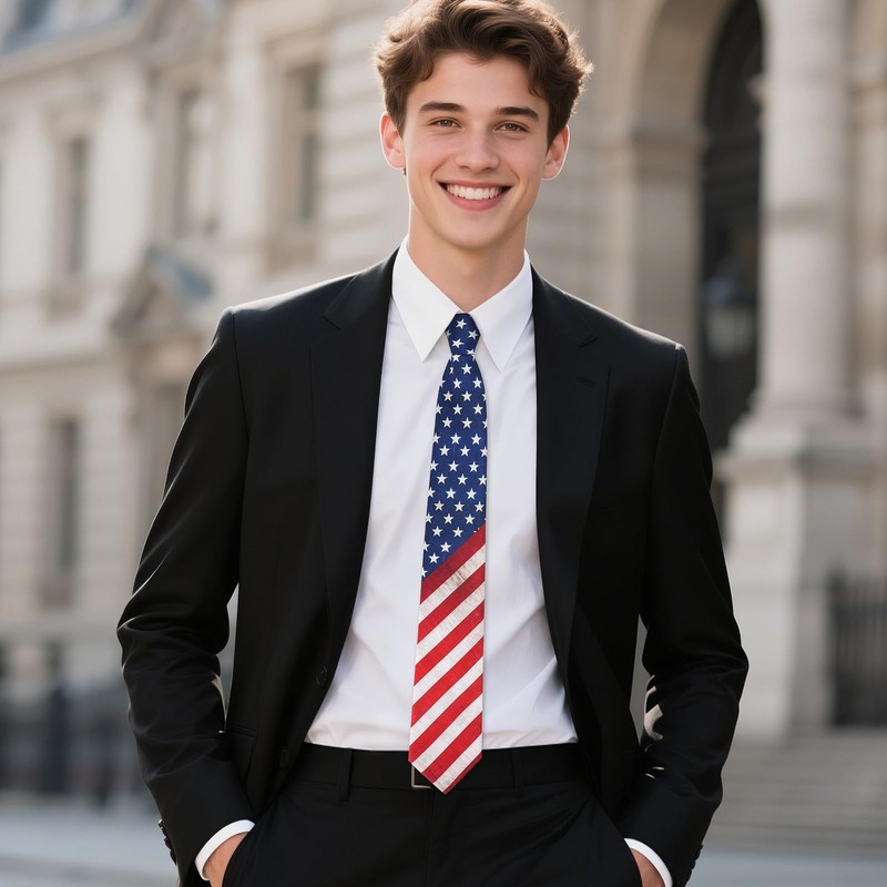UETLRO Pre Tied Adjustable Men's Patriotic Neckties American Flag Ties