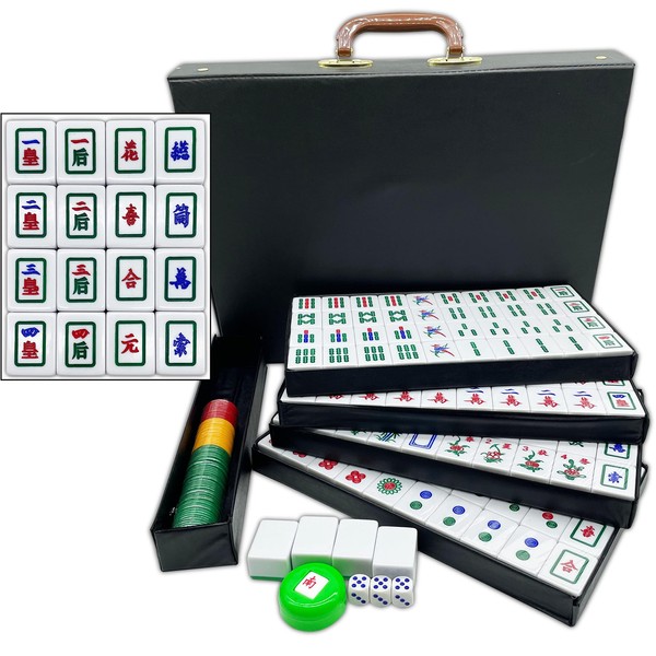 Mose Cafolo Chinese Vietnamese Mahjong Game Set 160 X-Large 1.5" Melamine Tile for Chinese,Vietnam & American Mahjongg Rule with Carrying Travel Case (Mạt chược Việt NAM)