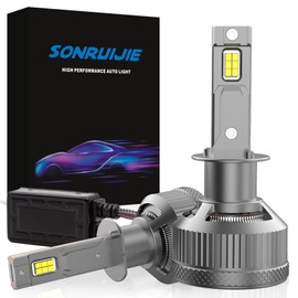 SONRUIJIE H1 LED Headlight Bulb,180W 36000LM, 1:1 Halogen Size, All in One H7 LED Bulb Conversion Kit with Cooling Fan,6000K White（Pack of 2）