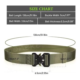 ZYEKIU Tactical Belt Men's Nylon Quick Release Belt 3.8 cm Work Belt Military Belt with Quick Release Metal Buckle for Mountaineering Climbing Training, Army Green