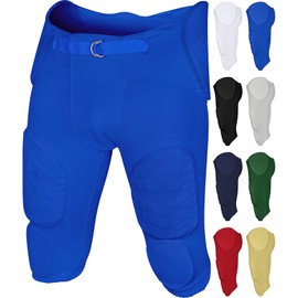 Exxact Sports Proline Men's Integrated Football Pants with 7 Flex Pads, Lightweight Football Practice Pants for Protection (AM, Royal Blue)