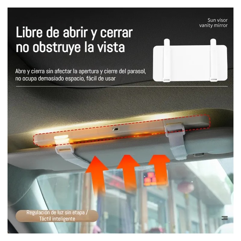 Espejo De Maquillaje,carro,con Luz Led,aumento De 3x,3 Modos