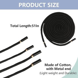 beiqilian 2Pcs Cotton Drawstring Cord Replacement Drawstrings for Sweatpants and Shorts，Universal Drawstring Hoodies，Premium Hoodie String Replacement，with Easy Metal Threader.（Cylindrical）