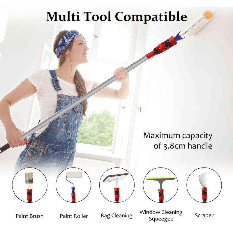 Les-Theresa Extendable Paint Brush Set, Paint Brush Extender Extension Pole