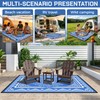 6'x9' Waterproof Blue Floral Reversible Outdoor Rug UV Fade Resistant