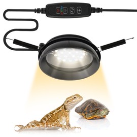 2PCS LED UVB Light for Reptiles with Dimmer&Timer,3Modes UVA UVB Light for Turtles Adjustable Brightness Bearded Dragon Light Fixture for Lizard Gecko Snake Tortoise Terrarium Tank Basking Accessories