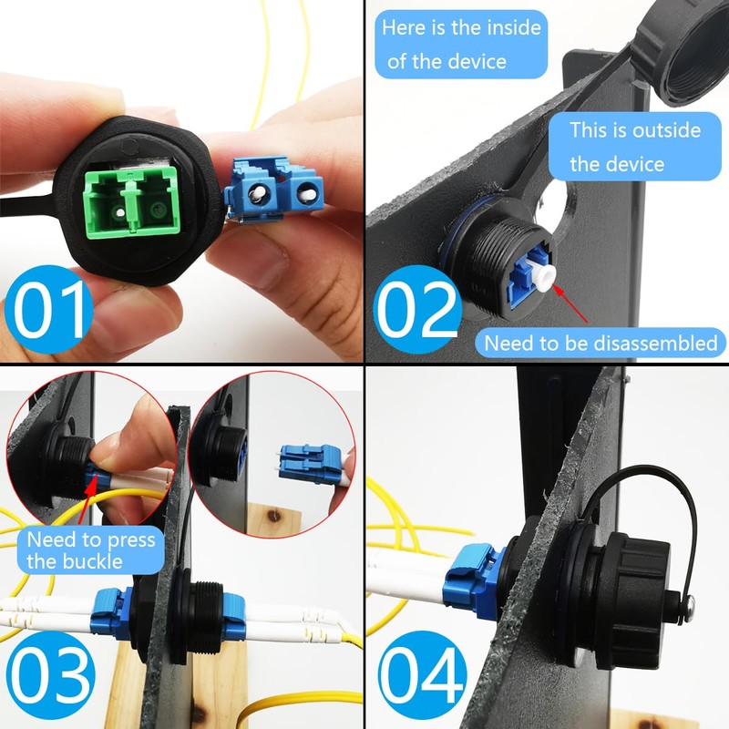 LC Connector, CTRICALVER Fibre Coupler LC-UPC Waterproof, 1Pcs IP68 Fibre