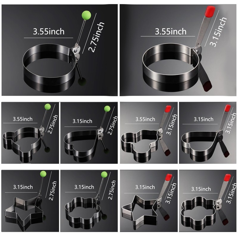 GZMAISULEE Egg Ring Molds for Cooking 5 Pack Griddle Egg
