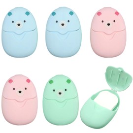 MytaYt 6 Boxes Paper Soap Paper Soap Sheets Disposable Paper Soap Mini Portable Paper Soap with Kun Fabric Box Soap Sheets for On the Go, Travel, Camping (Pink, Blue, Green)