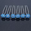 Bridal/Wedding/Prom/Party Set Of 6 Sky Blue Austrian Crystal Daisy Flower