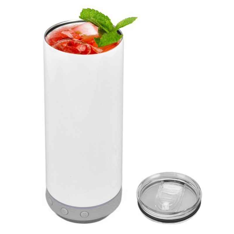 Sublimation Tumblers 20oz Straight Detachable Bluetooth Speaker Tumblers Portable Insulated