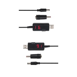 2 Packs USB Boost Converter Cable, DC 5V to 9V/12V, 5.5x2.1mm/3.5x1.35mm, USB Power Adapter, Voltage Boost Converter, Maximum Power 18W