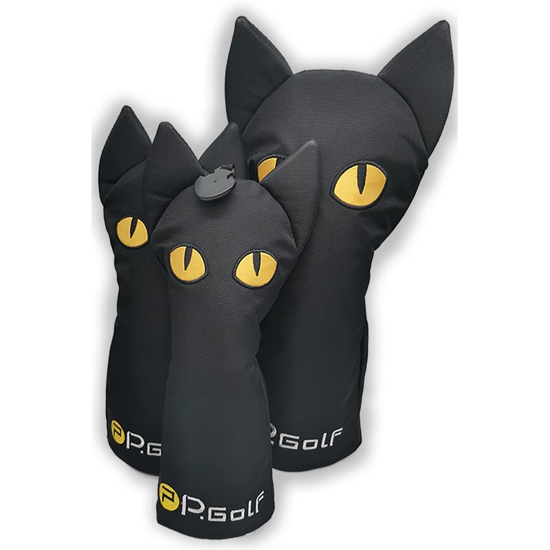 P.Golf Black Cat Head Cover (UT Single Item)